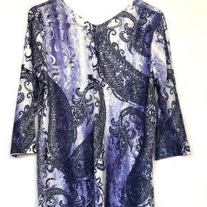 Chico’s  Hi-low and Rhinestones Blouse Sz 1